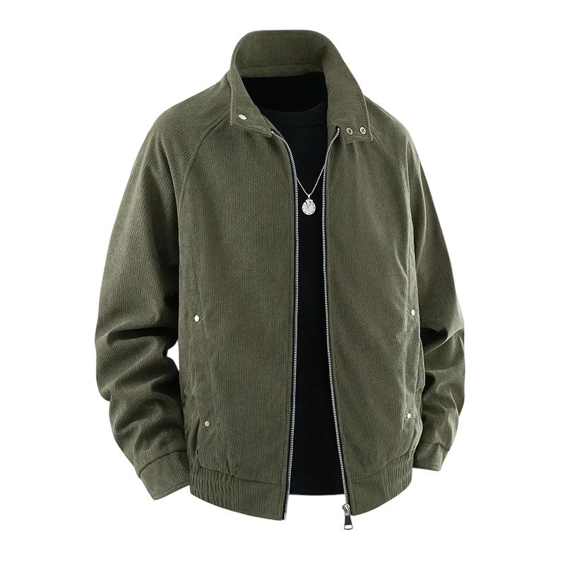 2026 Spring Autumn Men Corduroy Jackets Man Stand Collar Casual Soild Color Coats Man High Street Workwear Outerwear