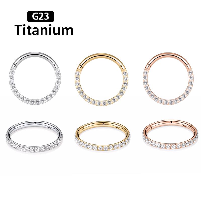 ASTM F136 Titanium Earrings High Quality Zircon Hight Segment Nose Rings Open Small Septum Piercing Helix Lobe Body Piercing 16G