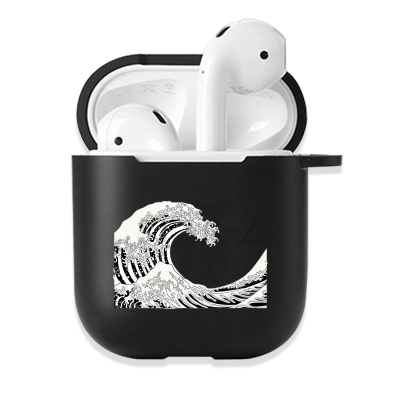 Soft Black Silicone Case for Apple Airpods Pro 3 2 1 The Great Wave of Kanagawa Bluetoooth Wireless Earphone Cases Airpod Cover