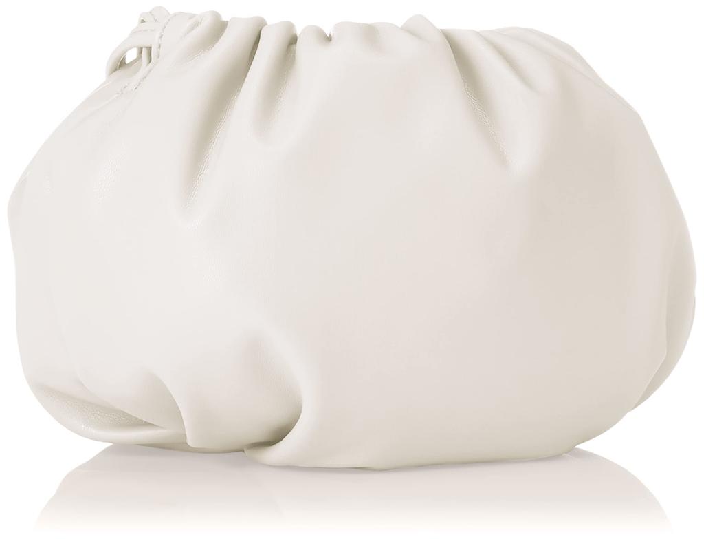 Faux Leather Gathered Drawstring Shoulder Bag EFOLE White [Topkapi] Women's