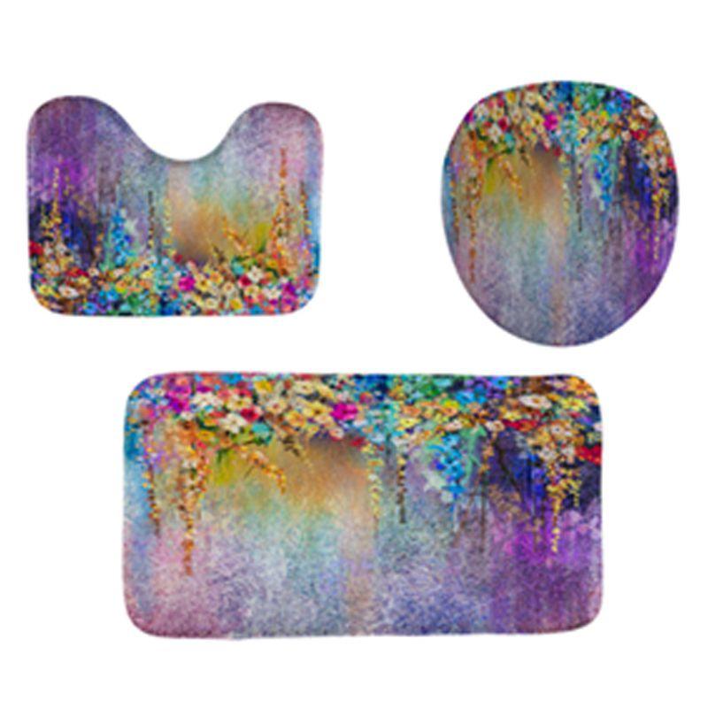 Waterproof Printed 3d Purple Flowers Waterproof Shower Curtains With Set Hooks