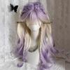 Long Curly Synthetic Gradient Color Wave Lolita Wig Women's Wig Fluffy Curly Wig with Bangs Suitable for Halloween and Christmas
