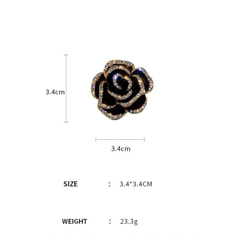 1pc Women Elegant Camellia Brooch High-end Exquisite Resin Rhinestone French Brooch for Daily Banquet Wearing Suit Pin Accessory