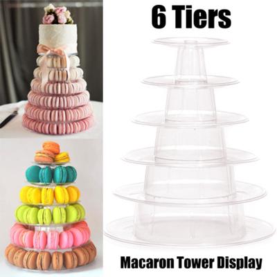 6 Katlı Yuvarlak Macaron Kulesi Düğün Partisi Dekoru için Kek Vitrin Standı
