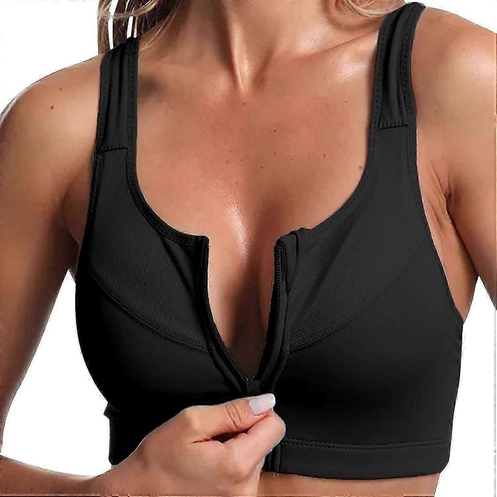 Zip Front Sports Bra - High Impact Sports Bras for Women Plus Size Workout Fitness Running Underwear S-5XL
