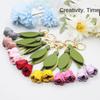 Cute Sweet Tulip Bag Pendant PU Leather Korean Style Car Key Chains Bag Match Accessories Bag Charms Floral Lanyard Gift