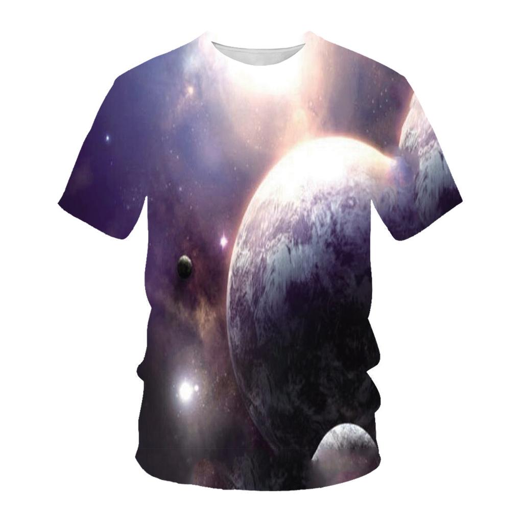 Cosmic Starry Sky Print T-Shirt Crew Neck Short Sleeve Top Fashion T-Shirts Men’s