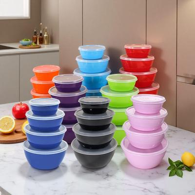 Four-Piece Fresh-Keeping Bowl Set with Lids - Round Storage for Fruits & Vegetables, Ideal for Picnics