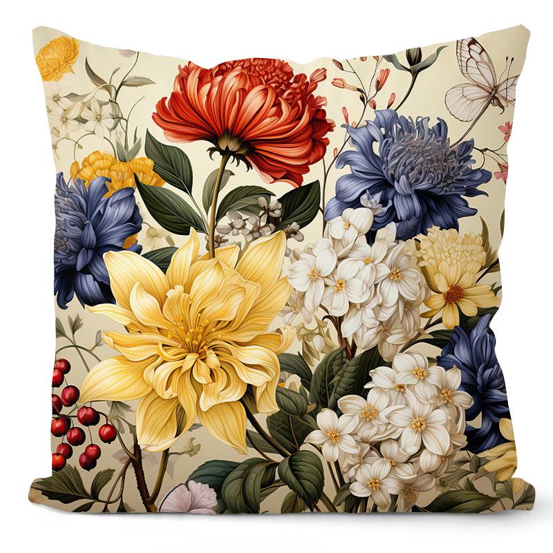 

Ретро Цветочная Наволочка Дом Гостиная Диванная Подушка Балкон Автомобильная Подушка Декорация 45 * 45Cm without pillow core