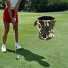 Camo Golf Ball Bag Bucket Design Drawstring Golf Pouch Faux Leather Portable Golf Ball Carrier Bag for Men Women
