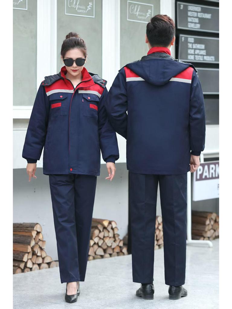 Thickened Winter Cotton Work Suit with Custom Logo for Auto Repair