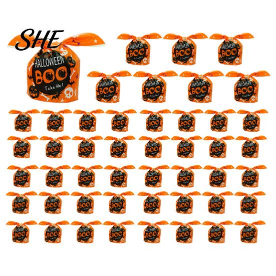 Transparent Cookie Bags with Drawstrings 48 Pcs Halloween Candy Bags, Kids Trick or Treat Goodie Cute Rabbit Small Containers for Party Ear
