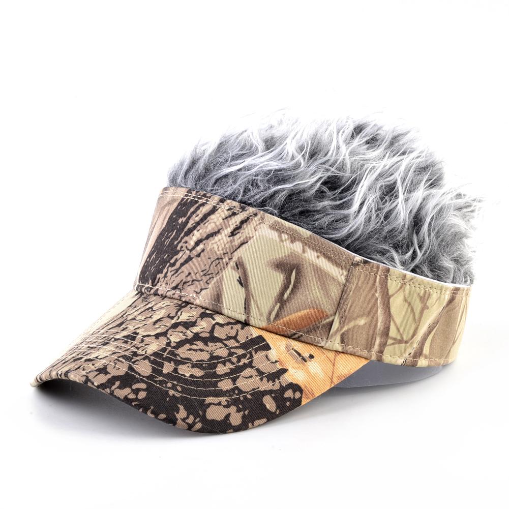 Fashion Baseball Cap With Fake Hair Summer Men's Outdoor Camouflage Visor Hat Women Adjustable Sunshade Snapback Wig Top Caps