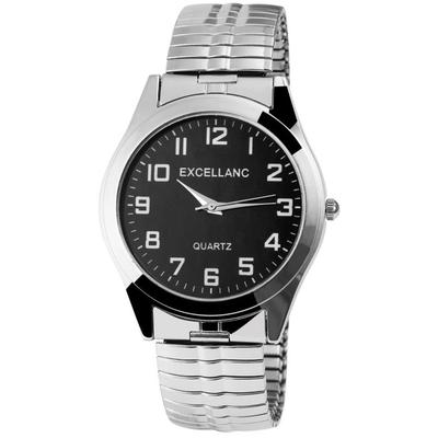 Montre Bracelet - EXCELLANC - Maher - 40 Mm - Bracelet Acier Extensible - Cadran Noir Quartz