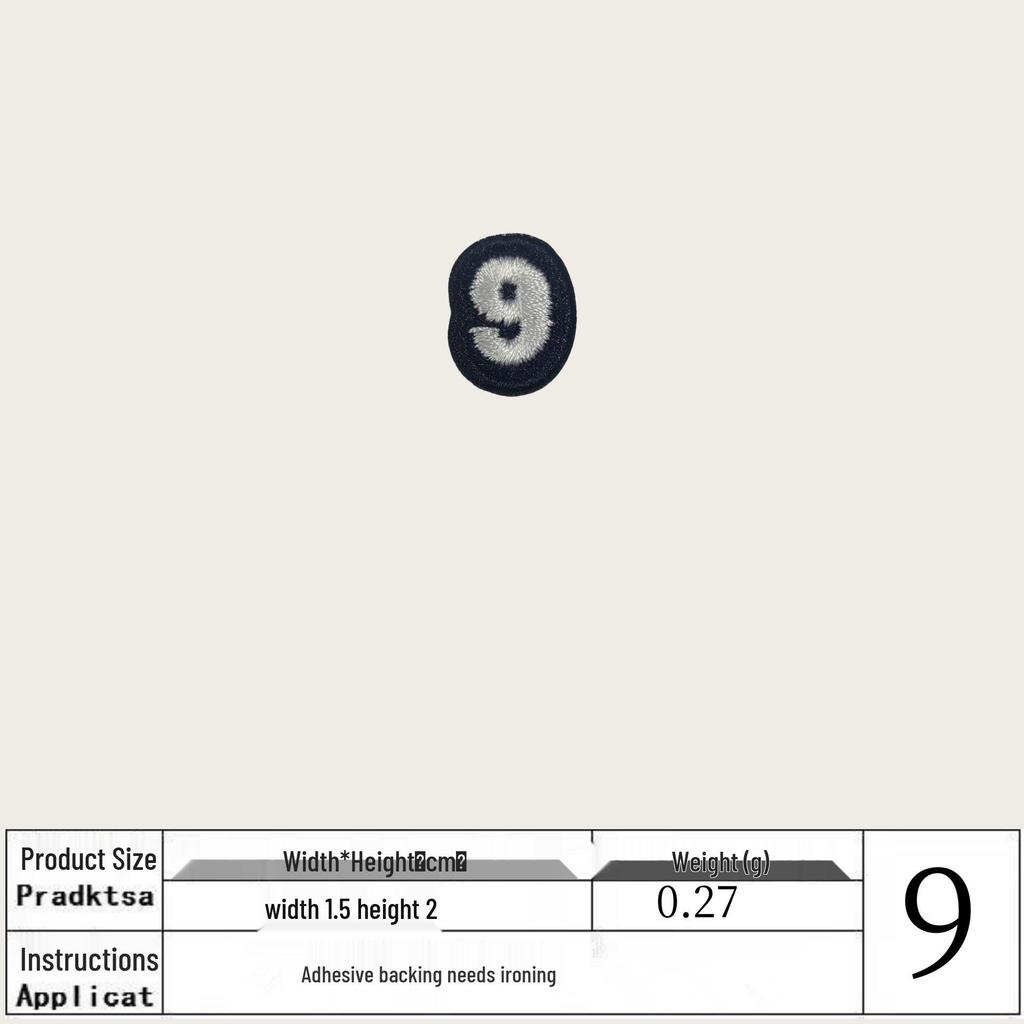 White 0-9 Iron-on Embroidered Number Patches for Clothing