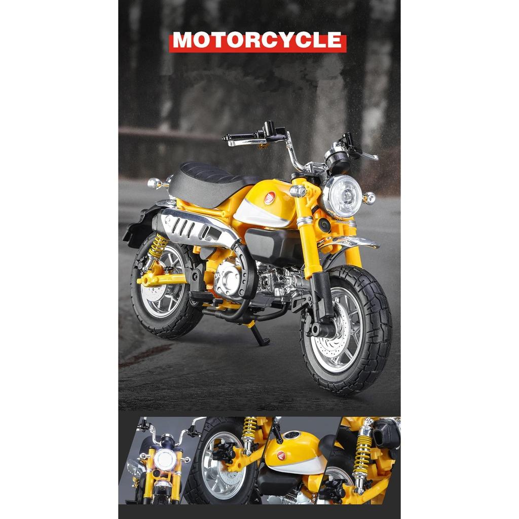 1/12 Honda Monkey 125 Alloy Racing Cross-country Motorcycle Model Metal Street Motorcycle Model Sound Light Childrens Toys Gifts