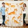 Shiba Inu and Paw Print Flannel Blanket Soft Cozy Throws Napping Travel Use