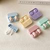 Women's Contact Lens Case with Tweezer Suction Stick Set for Travel Kit Holder Candy Color Contact Lenses Box Cute Cartoon