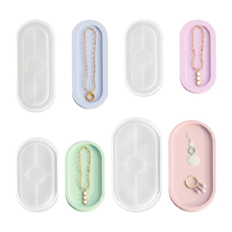 Jewelry Holder Organizers Making Silicone Mold Oval Tray Coaster Dish Plate Molds