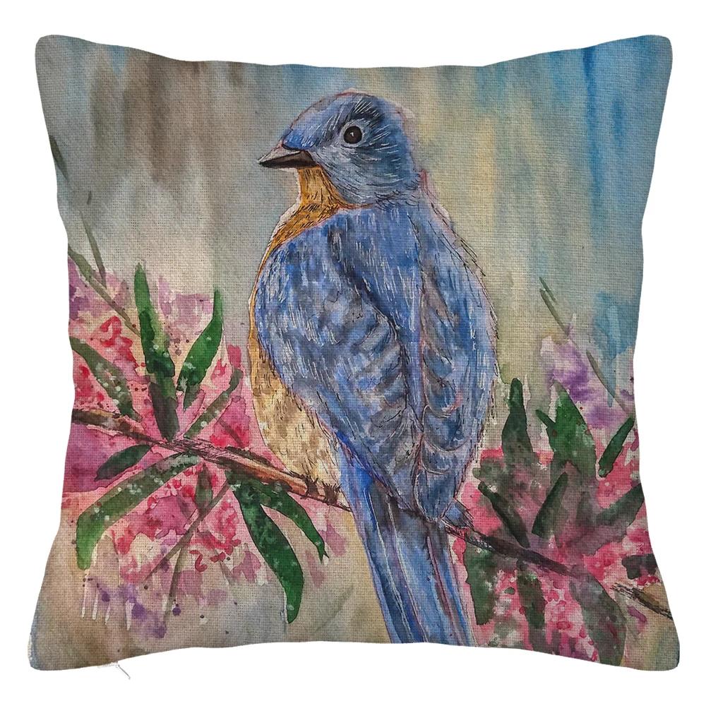 Branch Bird Flower Linen Pillowcase Sofa Cushion Cover Home Decoration Can Be Customized for You 40x40 50x50 60x60 45x45