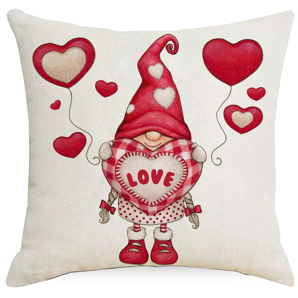 New Valentine's Day Linen Printed Pillow Cover Love Couple Truck Home Sofa Cushion Cushion Cover