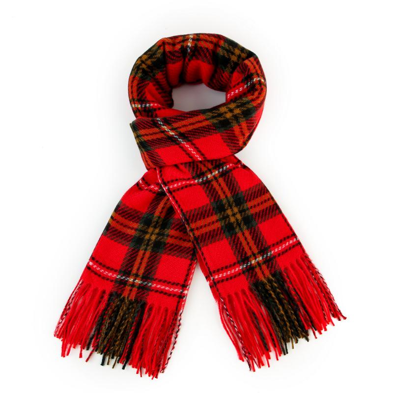 Women’s Korean Plaid Double-Sided Scarf: Retro Japanese Style, Warm, Versatile, Long Winter Shawl красный