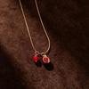 Red Pomegranate Necklace for Women, Gentle Atmosphere Collarbone Chain, Vintage Simple Versatile Daily Wear Necklace Accessory