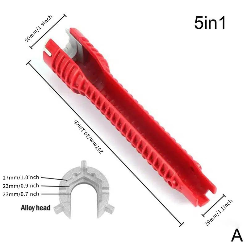 

1 шт. 8 в 1, противоскользящий гаечный ключ для ремонта кухонной раковины, смеситель для ванной комнаты, монтажный гаечный ключ для сантехники 5 in 1 красный