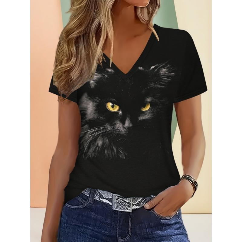 Casual, fashionable and simple V-neck short-sleeved T-shirt S