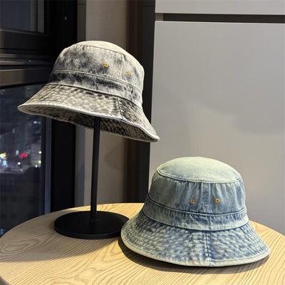 2026New Japanese-style Retro Denim Fisherman Hat for Women, Korean Version, Plain Face-covering, Versatile, Makes the Face Look Smaller, Sun-shading