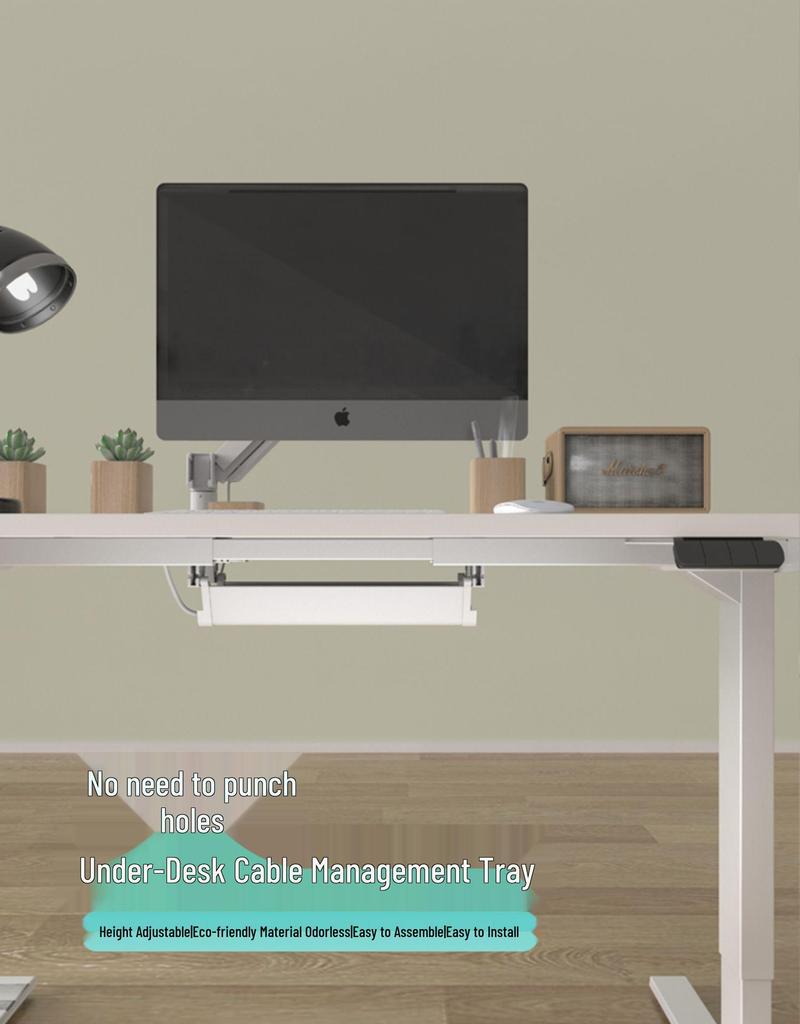 Under Desk Cable Management Rack: Executive Desk Organizer for Power Strips and Wires