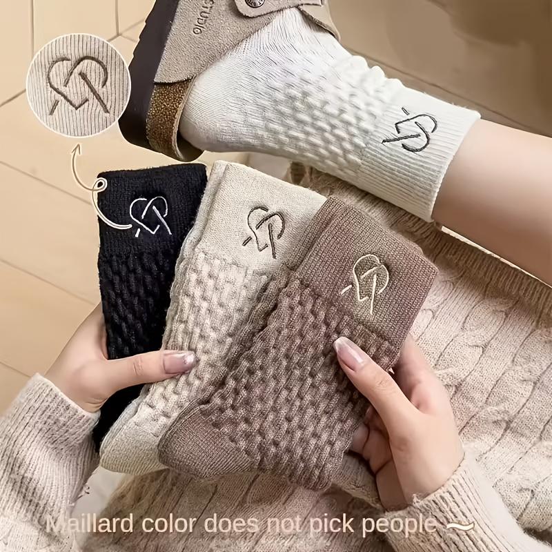 6pairs Women's All-Season Warm Mid-Calf Socks, Cute Long Loose Slouch Socks, Suitable for Spring, Autumn, and Winter Warmth