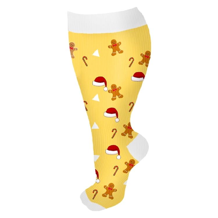 3 Pairs Christmas Pattern Athletic Wide Calf Compression Socks for Men and Women Running Flight Travel Nurses Pregnant