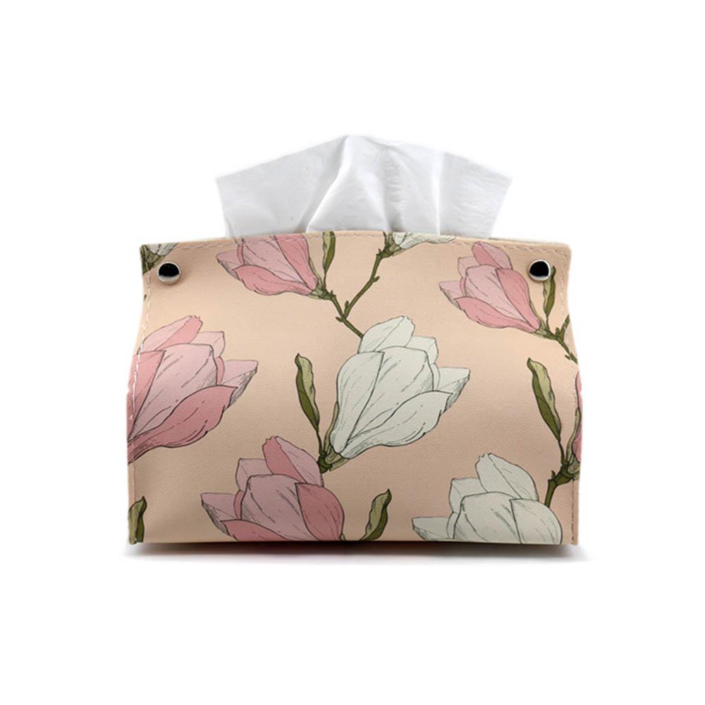 Creative Flower Tissue Boxes PU Leather Tissue Case Waterproof Storage Box Tissue Cover Desk Clean Napkin Holder Household Items