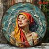 Vintage Metal Poster Woman Red Scarf Wall Art Living Room Decor