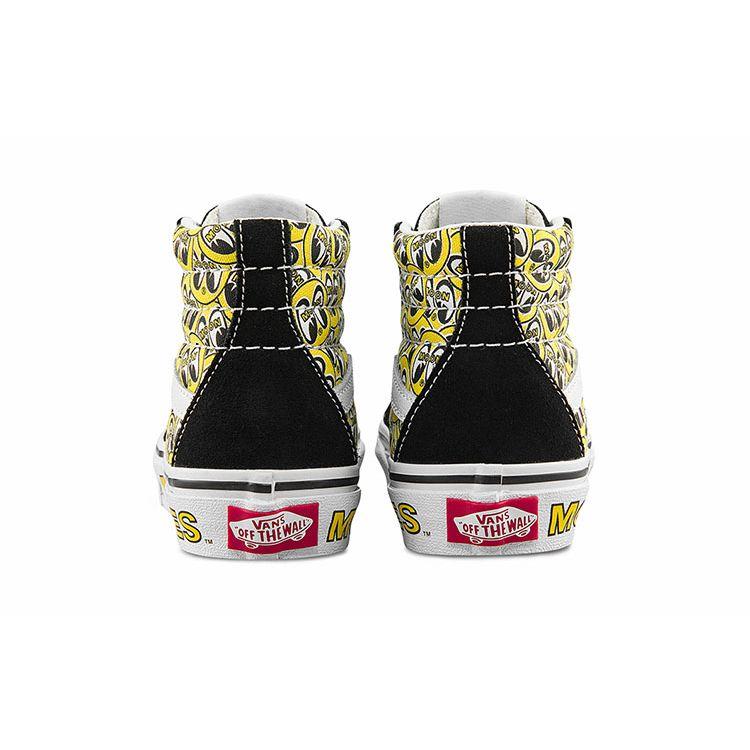 Vans Mooneyes X  Sk8 Casual High-Top Skate Shoes Kids Sneakers Black White Yellow VN0A5DXNY23