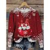 3D Printed Christmas Theme O-Neck Red Long Sleeve T-Shirts Fashion Womens Clothing