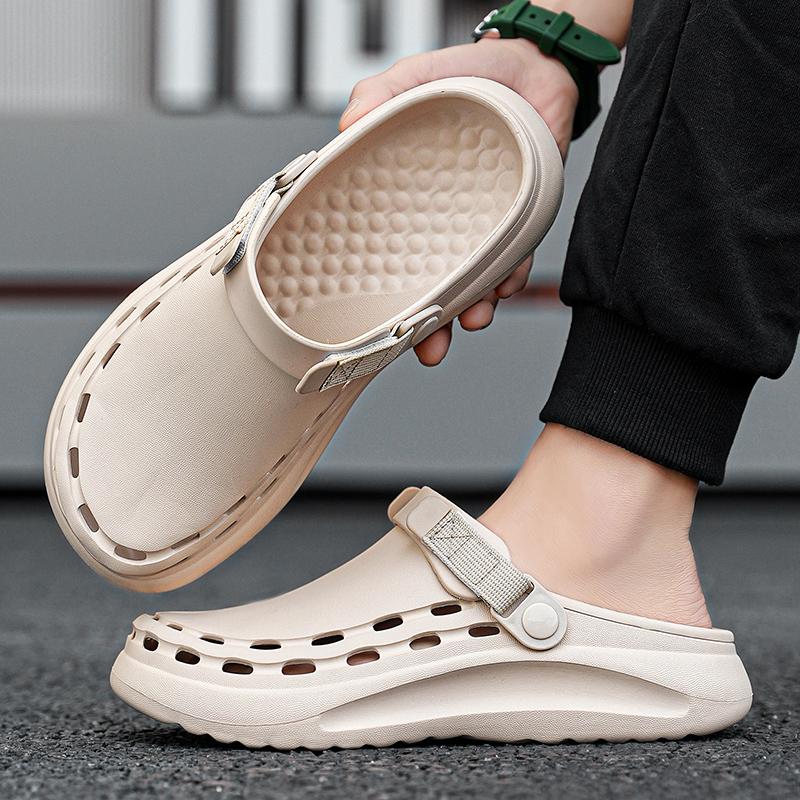 Summer Men Slippers Waterproof Outdoor Clogs Flat Sandals Beach Slippers Soft Flip Flops Platform Comfortable Casual Shoes 40-45