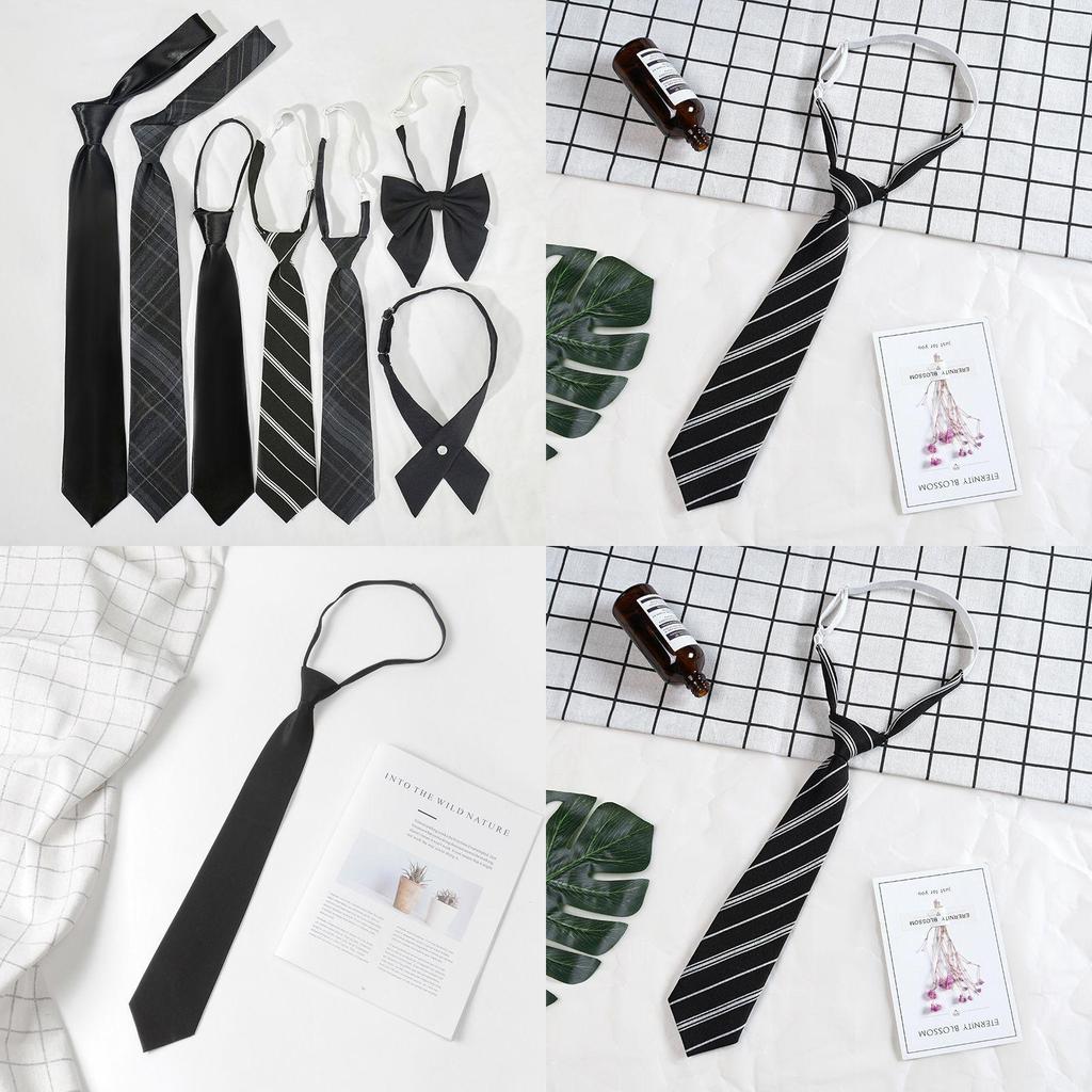 Cotton Solid Color Tie With White Stripe For Japanese School Style Students And Casual Wear
