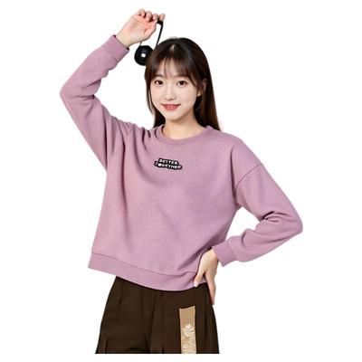 Women's Crewneck Pullover Hoodie Purple Casual Sportswear