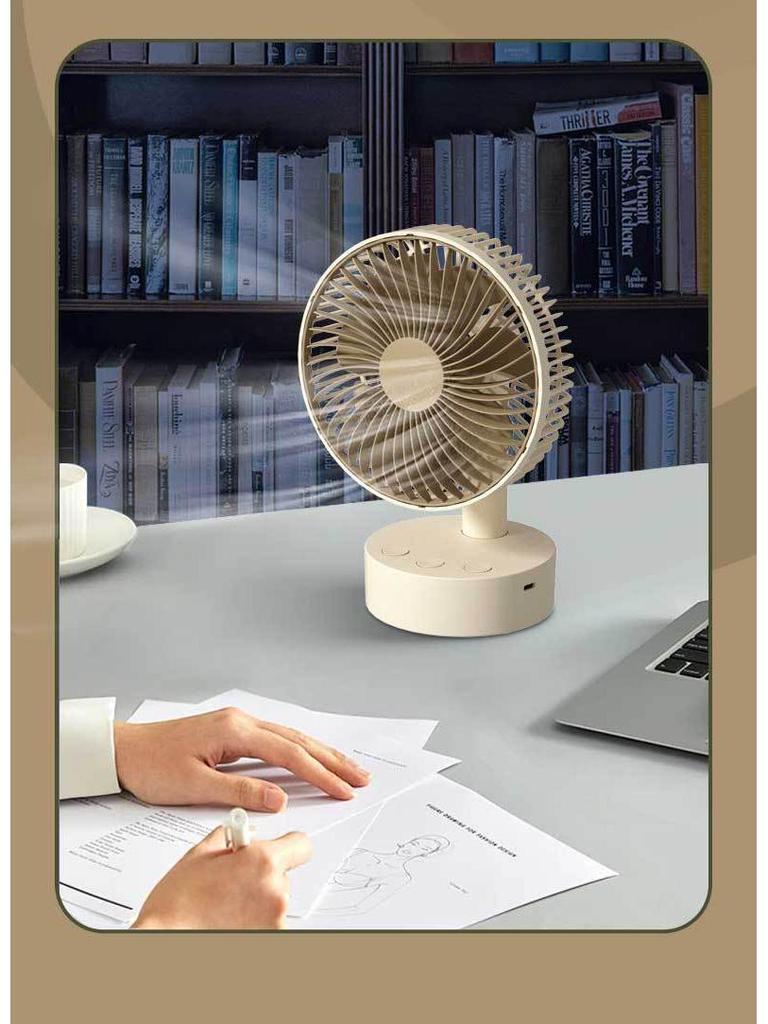 Rechargeable USB Oscillating Desktop Fan for Dorms and Offices
