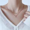 Women's Korean-Style Titanium Steel Double-Layer Diamond Necklace - Fashionable Clavicle Chain