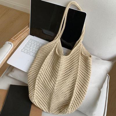 Summer Beach Woven Crochet Tote Bag For Women Hollow-out Lightweight Large Capacity Shopper Shoulder Bag Female