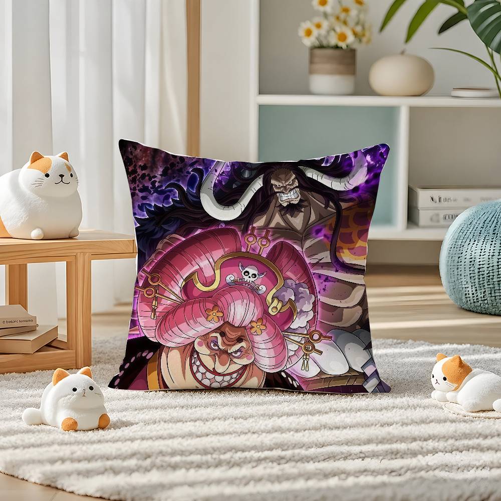 One Piece Wano Country Arc Anime Plush Pillow Cover Soft Short Plush Cushion Cover For Sofa Bedroom Home Decor Gift Decoration