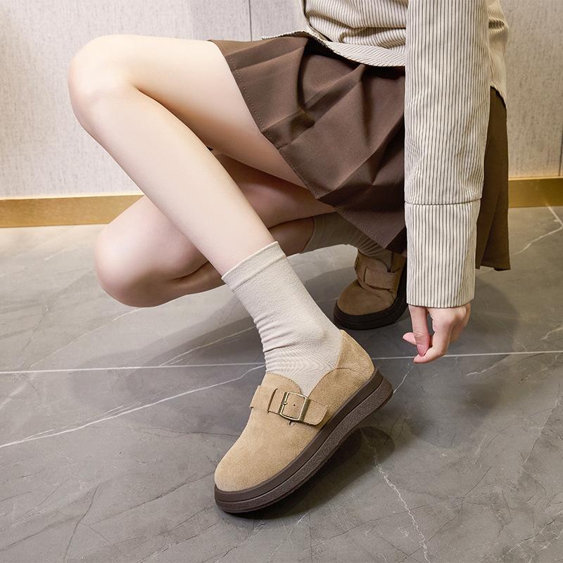 Leichte Leder-Damen-Plateau-All-Inclusive-Ein-Pedal-Doudou-Schuhe Damen-Freizeit-Slipper Damen