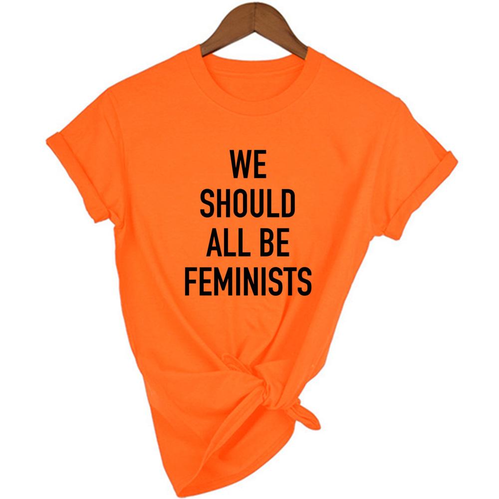 Wir Sollten Alle Feministen sein Brief Damen Sommer Harajuku Vintage Sommer T-Shirt 90er Streetwear Rund
