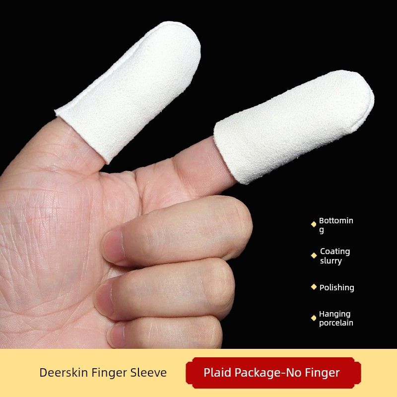 

Crafts Suede Finger Stall Hand Toy Plate Bead Stitching Tool Bodhi Polishing Paste Special Thickening and Wear-Resistant Deerskin Open Finger Suede finger cover [not exposed] 5 All yards