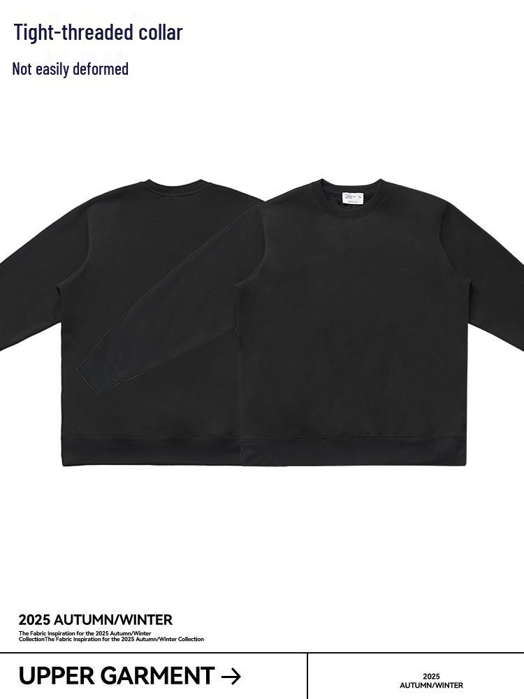 Men's Silver Fox Velvet Warm Round Neck Sweatshirt - Loose, Casual, Plus Velvet, Thickened for Autumn/Winter.