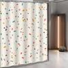 Colorful Confetti Shower Curtain - Playful Minimalist Design, Pink, Orange, Blue, Yellow, Brown & White, Polyester