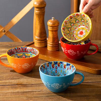 400ml Bohemian Ceramic Breakfast Cups High-Quality Appearance Household Office Mug Oatmeal Milk Coffee Cup